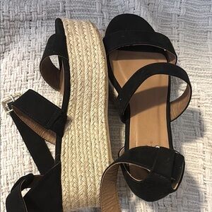 Black Espadrille Platform Sandals